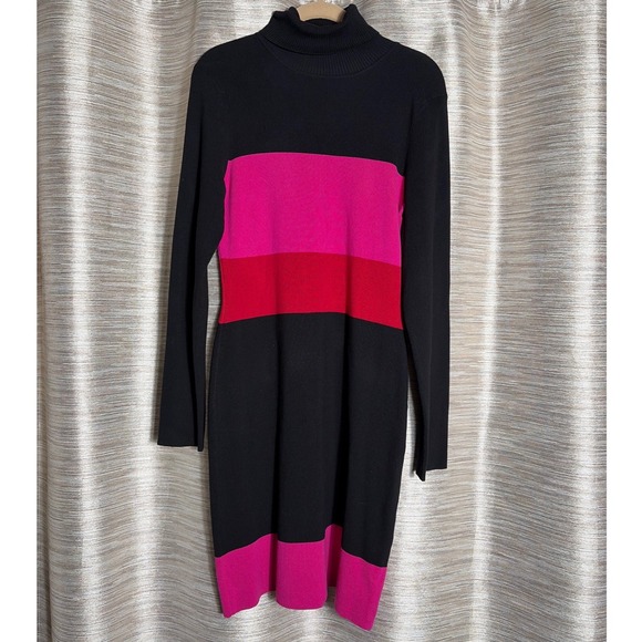 INC International Concepts Dresses & Skirts - INC International Concept Silk Blend Colorblock Turtleneck Sweater Dress Black L